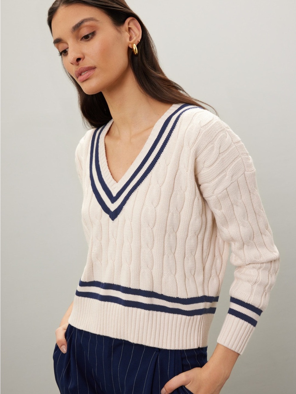 Polo by Ralph Lauren Cable Knit Cricket Sweater in Womens Large